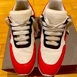 Alexander McQueens size 45/12 Red Black and White